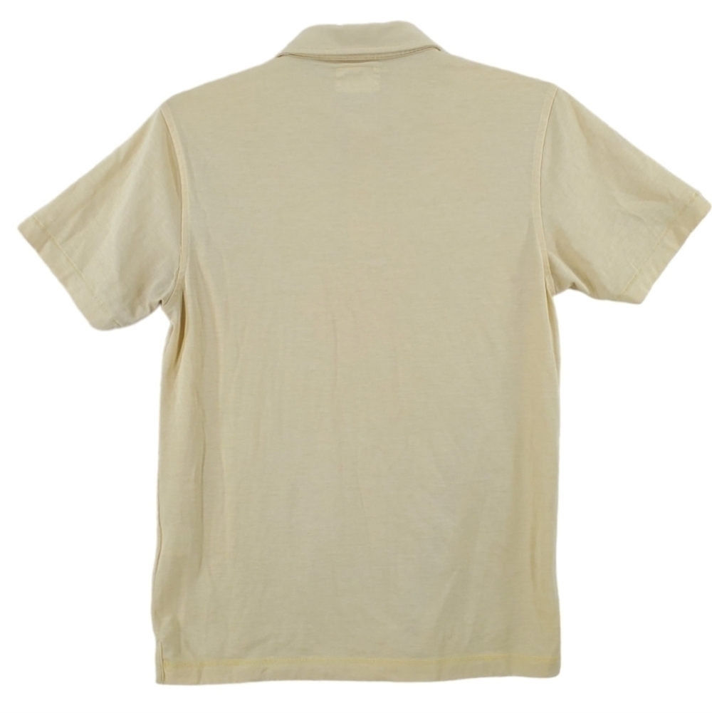 Linksoul Polo Shirt Mens S Yellow Short Sleeves Tempus Fugit Luxury Cotton - Picture 3 of 11